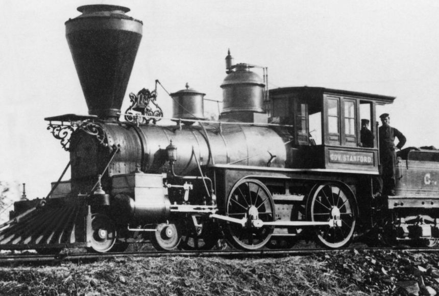 机车以一种耐用、更快、更便宜的方式运输货物，彻底改变了商业运输。 斯坦福总督是中太平洋的第一列火车，这是 1869 年加入联合太平洋时的第一条横贯大陆线。