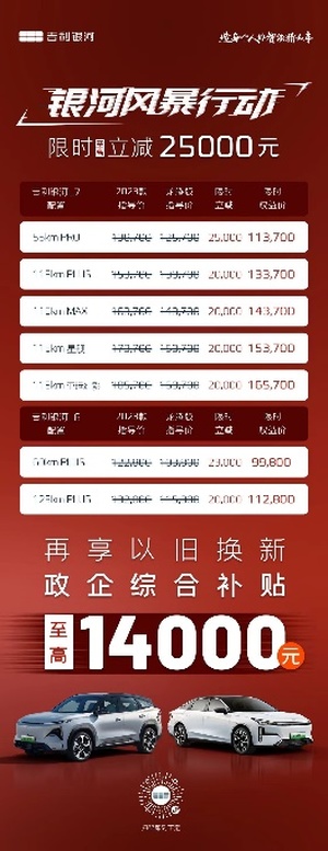 吉利银河深入新线城市,助力“以旧换新”政策落地