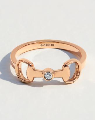 Gucci马衔扣系列18K金钻石戒指-5