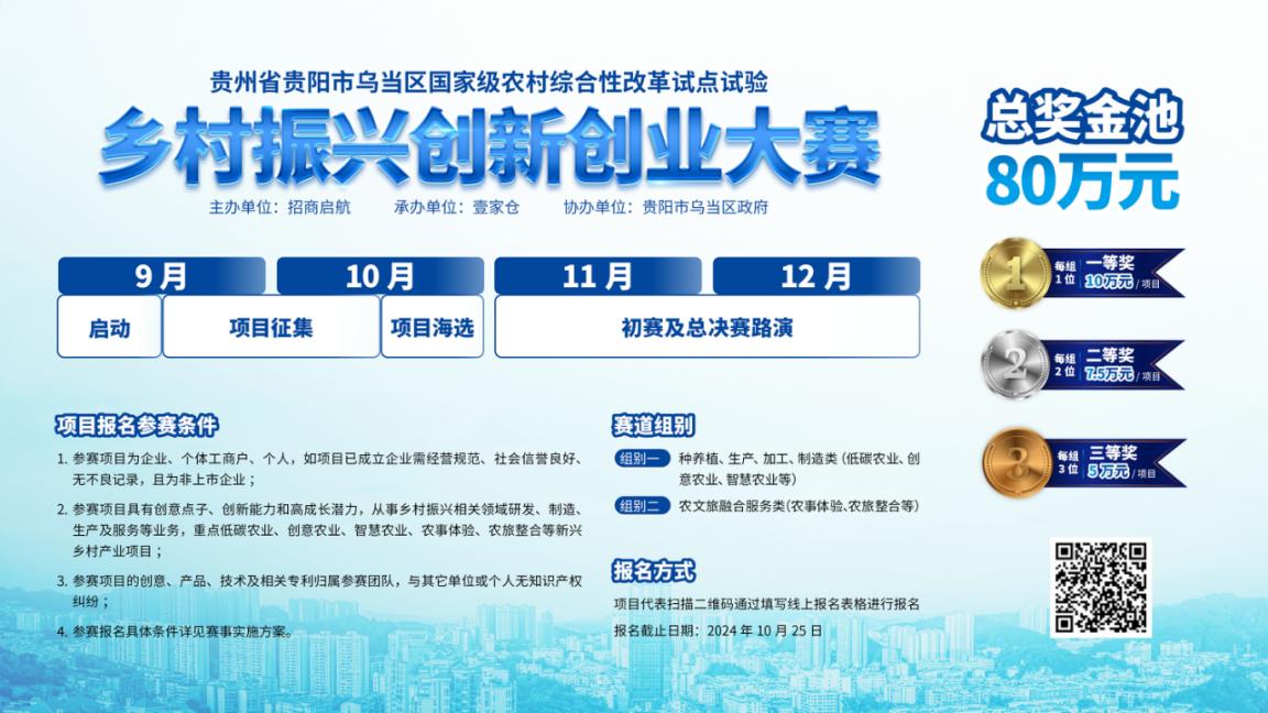 “乡”创未来｜贵阳市乌当区首届乡村振兴创新创业大赛启动报名！