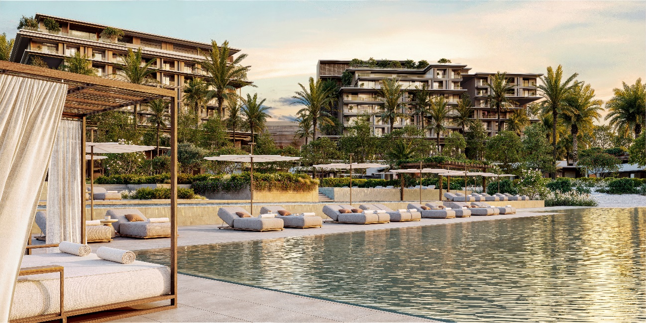 A pool with lounge chairs and trees in the background

AI-generated content may be incorrect.