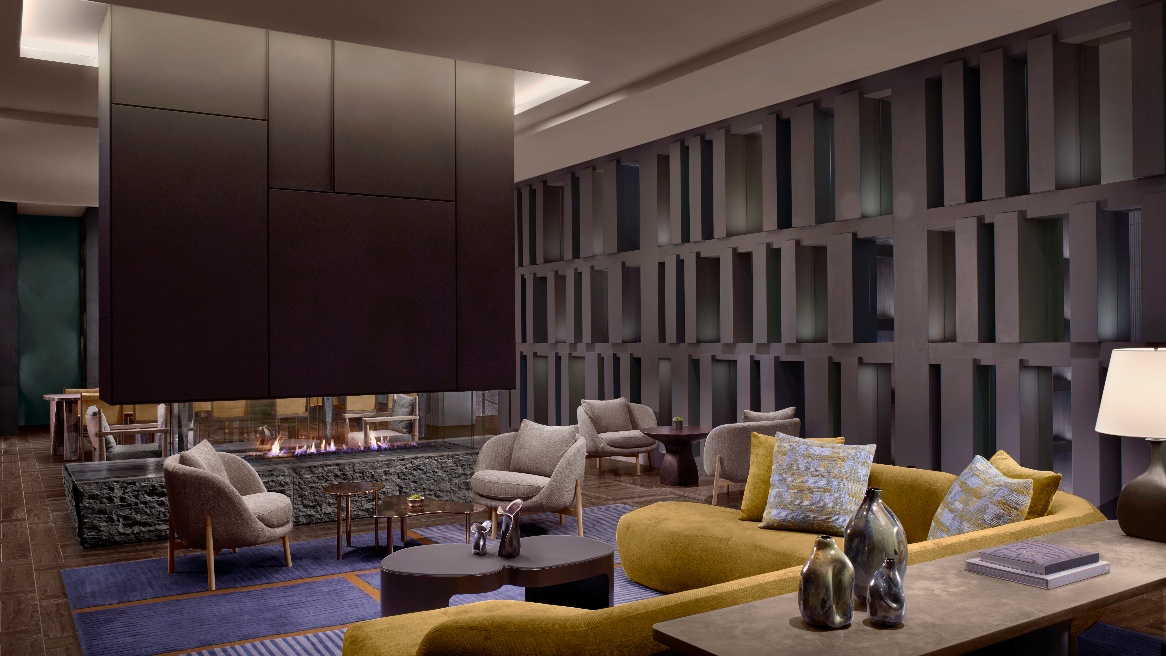 A room with a fireplace and chairs
AI-generated content may be incorrect.