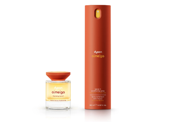 A bottle of perfume next to a container AI-generated content may be incorrect.