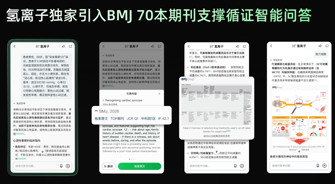 国内唯一！获 BMJ 期刊内容独家合作授权，氢离子让医生在医学 AI 里读全文